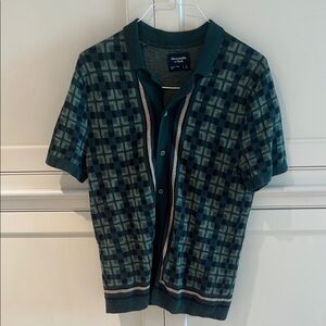 Abercrombie & Fitch Cardigan Green and Blue Plaid Sweater